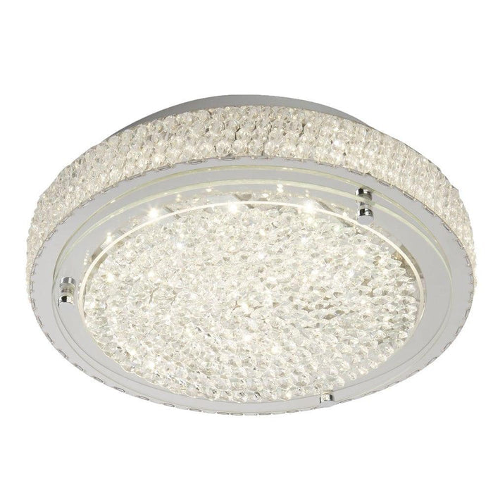 Florida Chrome & Crystal Flush LED Ceiling Light - 30cm Living room Image