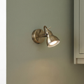 Focus 1 Light Antique Brass Adjustable Spotlight - Switched by Searchlight Lighting — suits kitchens, living rooms & bedrooms