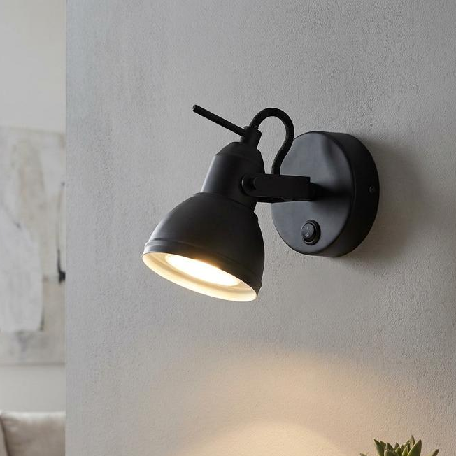 Focus 1 Light Black Adjustable Spotlight - Switched by Searchlight Lighting — suits kitchens, living rooms & bedrooms