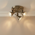 Focus 3 Light Antique Brass Kitchen Ceiling Spotlight