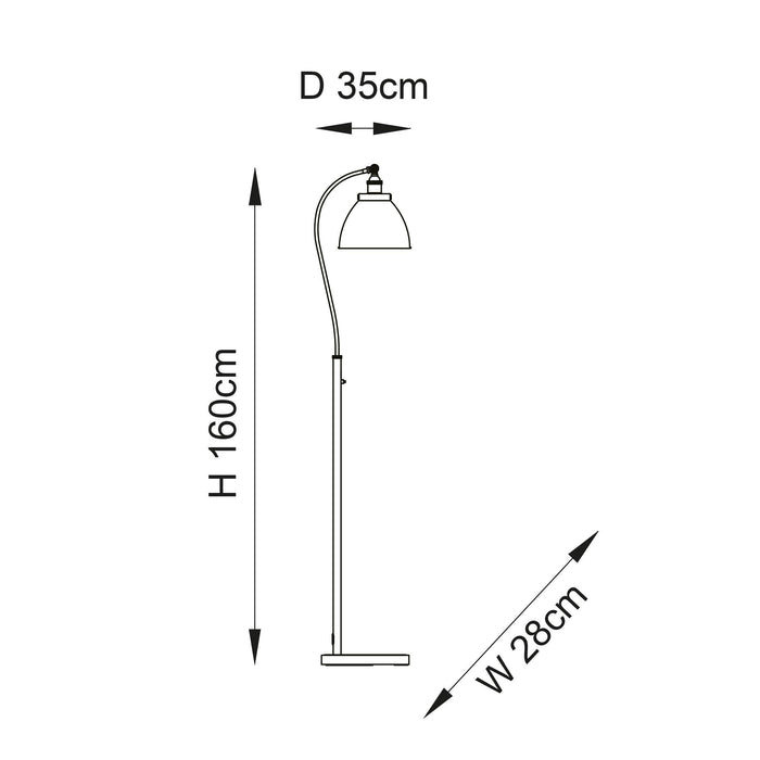 franklin 1 light brass black floor lamp by Endon Lighting Bedroom Close Up Image