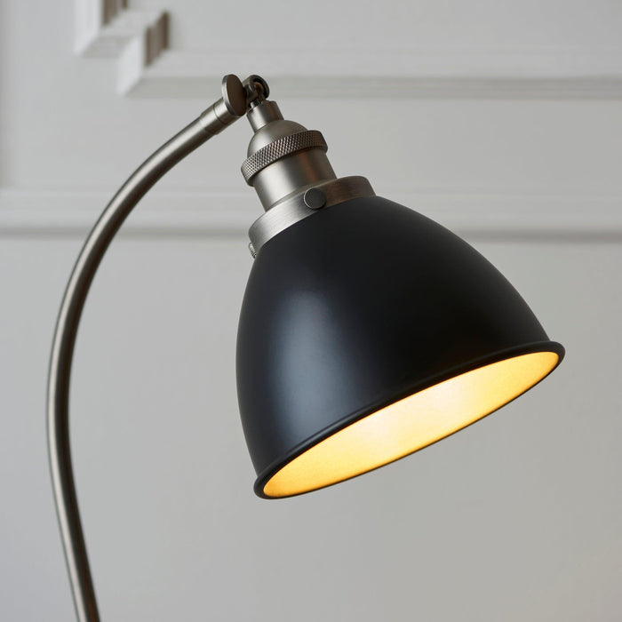 Franklin Industrial Pewter & Black Metal Shaded Table Lamp-Endon Lighting-Living-Room-Tiffany Lighting Direct-[image-position]