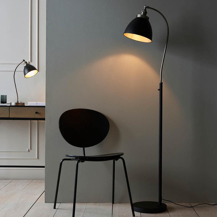 Franklin Pewter & Black Floor Lamp by Endon Lighting — suits living rooms & bedrooms