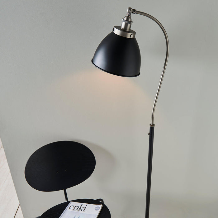 franklin 1 light pewter black floor lamp by Endon Lighting Living Room Family Shot