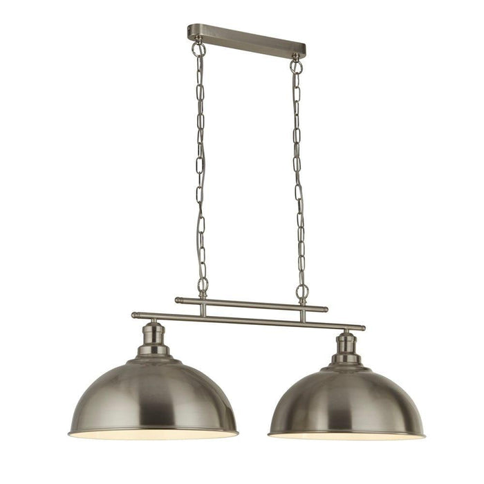 Fusion 2 Light Ceiling Bar Satin Silver & Silver Shades-Ceiling Pendant Lights-1-Tiffany Lighting Direct