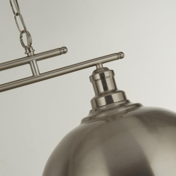 Fusion 2 Light Ceiling Bar Satin Silver & Silver Shades-Ceiling Pendant Lights-3-Tiffany Lighting Direct