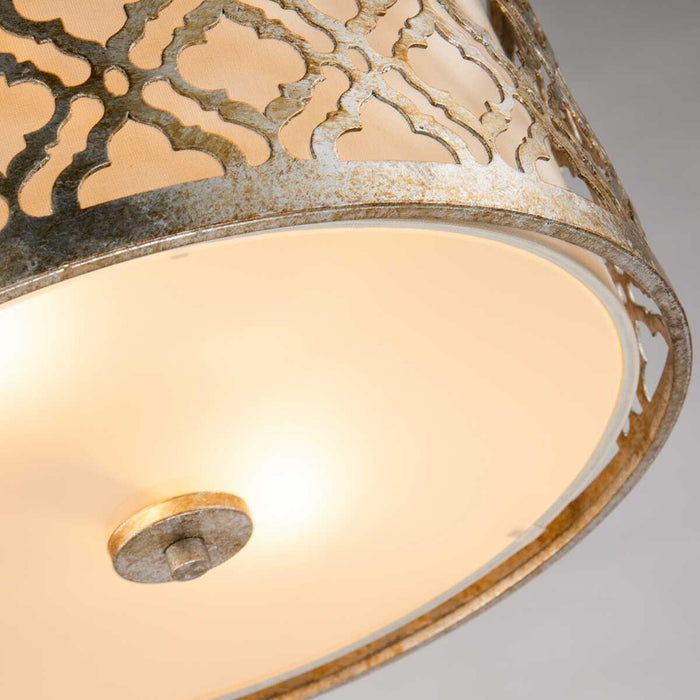 Gilded Nola Arabella 2 Light Gold Flush Ceiling Light Living room wide shot