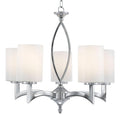 Gina 5 Light Chrome Ceiling Pendant - White Glass Shades-Ceiling Pendant Lights-1-Tiffany Lighting Direct
