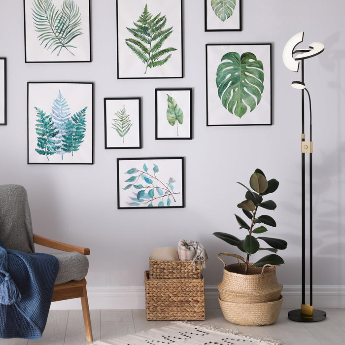 gio led adjustable mother child black brass floor lamp by searchlighting lighting, living room image