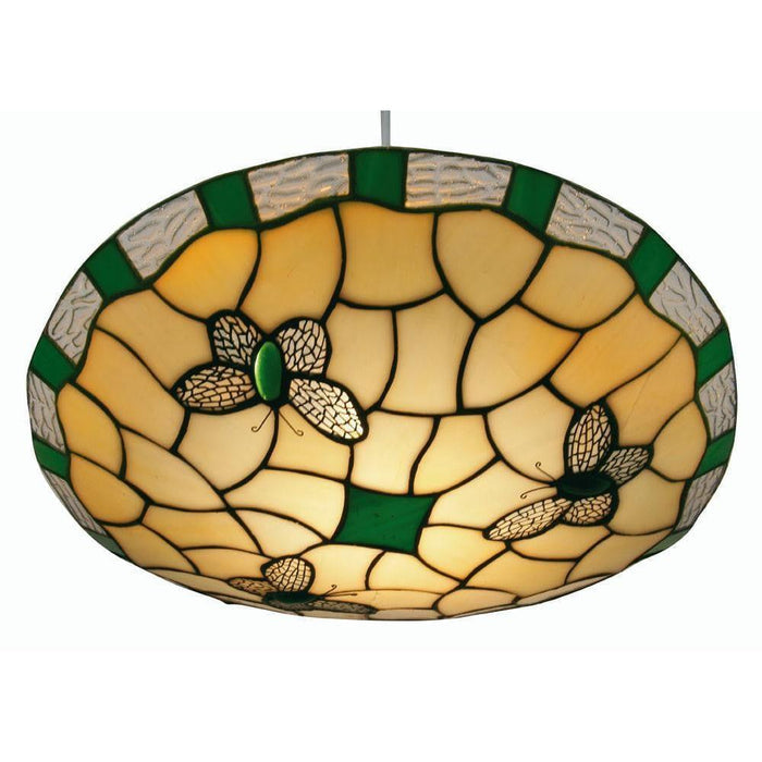 Tiffany Non Electric Pendants - Oaks Tiffany Green Round Butterfly Non Electric Pendant OT 1000 GR