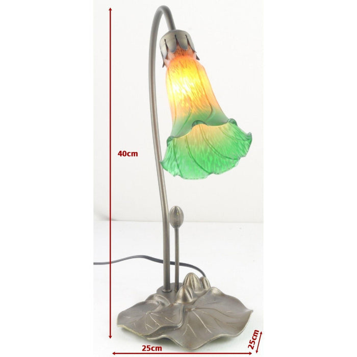 Green Single Lily Glass Table Lamp-JJV-Living-Room-Tiffany Lighting Direct-[image-position]