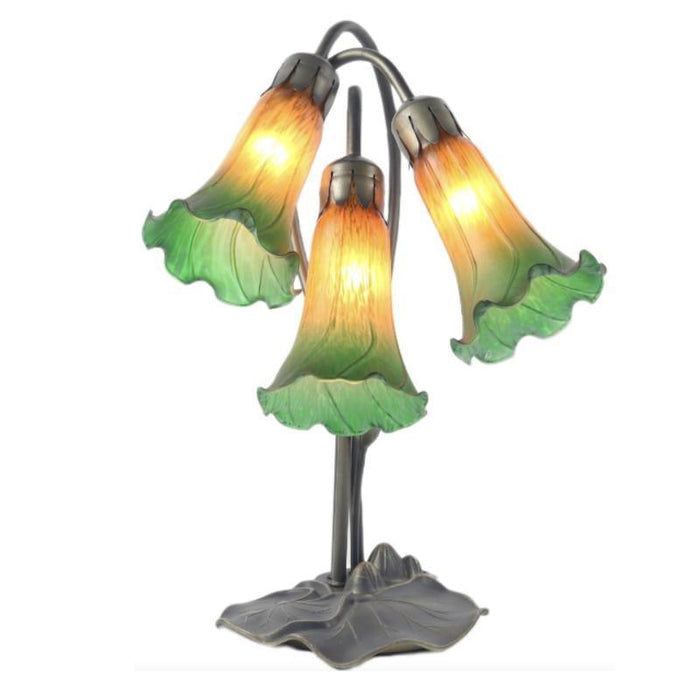 Green Triple Lily Glass Table Lamp 1