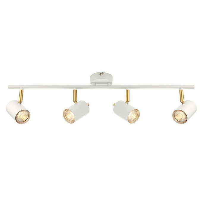Traditional Spotlights - Gull Matt White Paint And Satin Brushed Brass Finish 4 Light LED Spotlight 59933