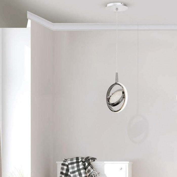 Gyroscope 1 Light LED Chrome & Crystal Ring Ceiling Pendant-Ceiling Pendant Lights-4-Tiffany Lighting Direct