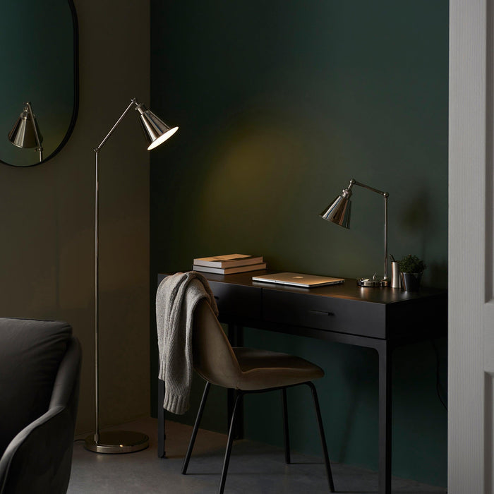 hal nickel modern floor lamp adjustable by Endon Lighting Living Room Family Shot