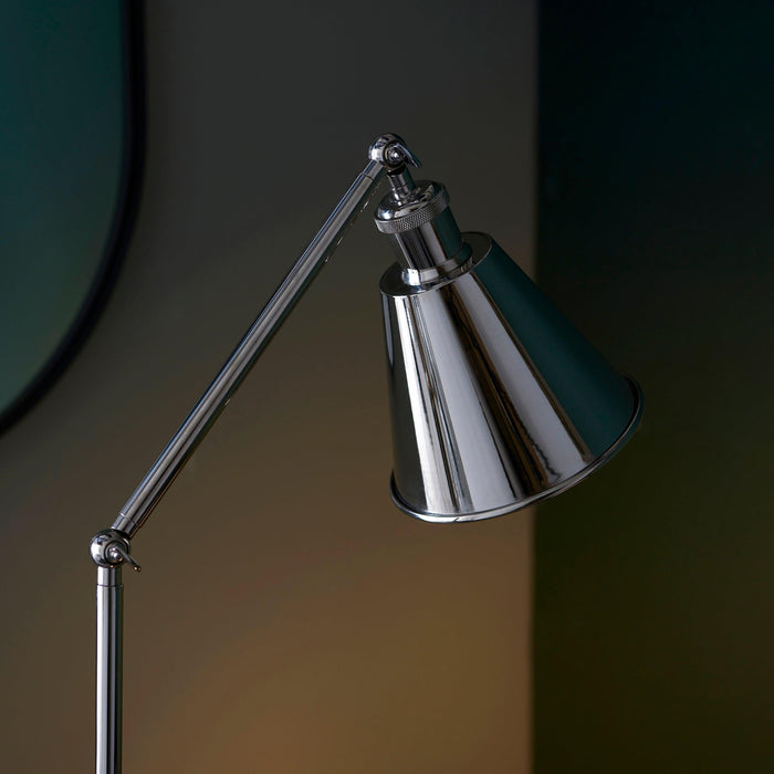 hal nickel modern floor lamp adjustable by Endon Lighting Bedroom Hero Shot
