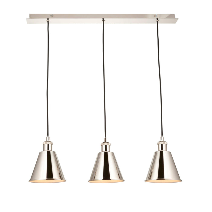 Putney Nickel 3 Light Adjustable Ceiling Pendant-Ceiling Pendant Lights-Living Lights Living Room Lighting Tiffany Lighting Direct