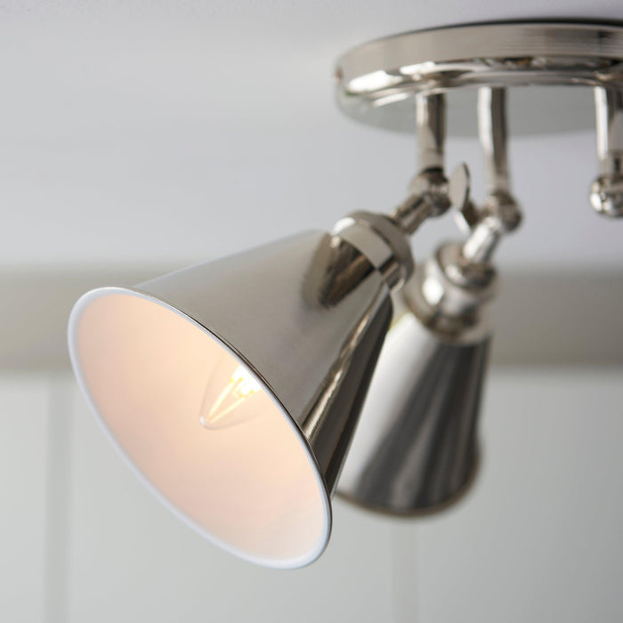 hal nickel 3 light modern spot light by Endon Lighting Bedroom Close Up Image