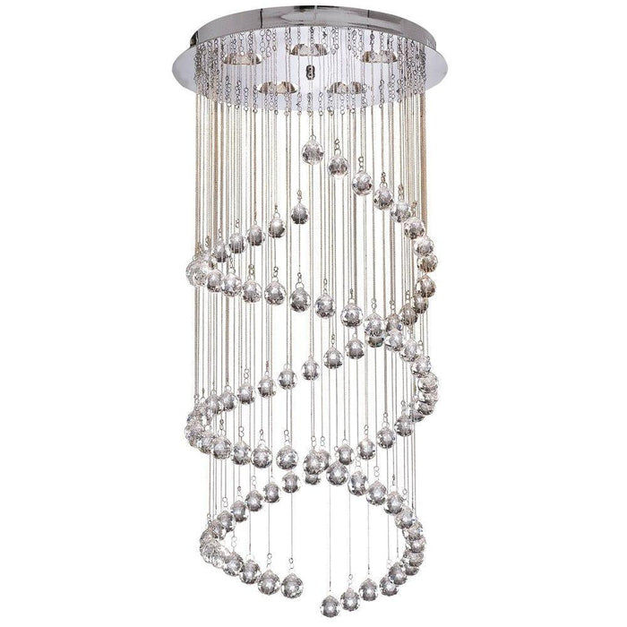 Hallway Chrome & Crystal Ball Double Cascading Pendant-Ceiling Pendant Lights-1-Tiffany Lighting Direct