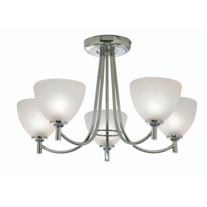 Art Deco Ceiling Light - Hamburg 5 Arm Chrome Finish Art Deco Ceiling Light 1178/5 CH