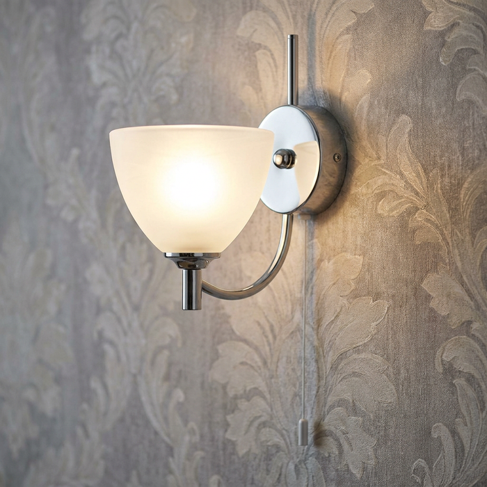 Hamburg Chrome Finish Art Deco Living Room Wall Light room shot