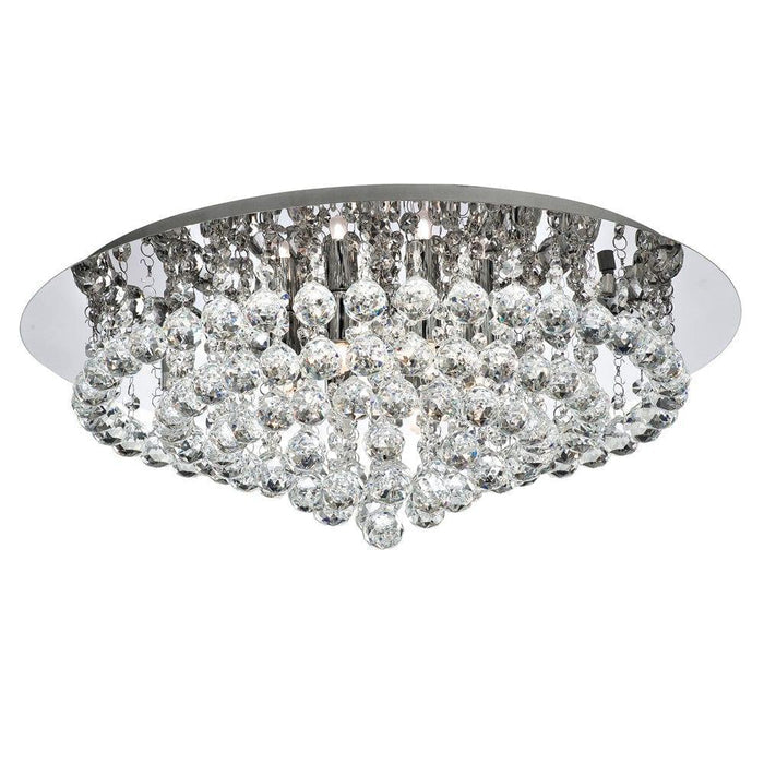 Hanna 8 Light Chrome & Crystal Ball Flush Ceiling Light Living room Image