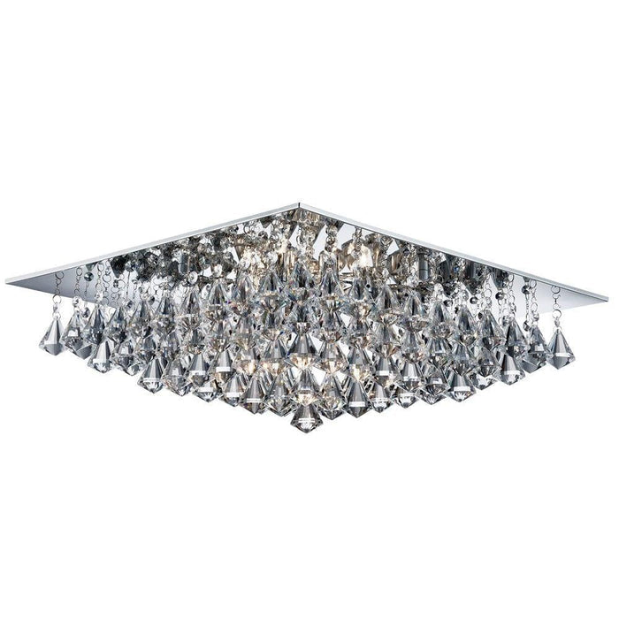 Hanna 8 Light Square Chrome & Crystal Pyramid Ceiling Flush Living room Image