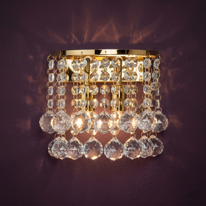 Hanna Twin Gold & Crystal Bedroom Living Room Wall Light — alternate view