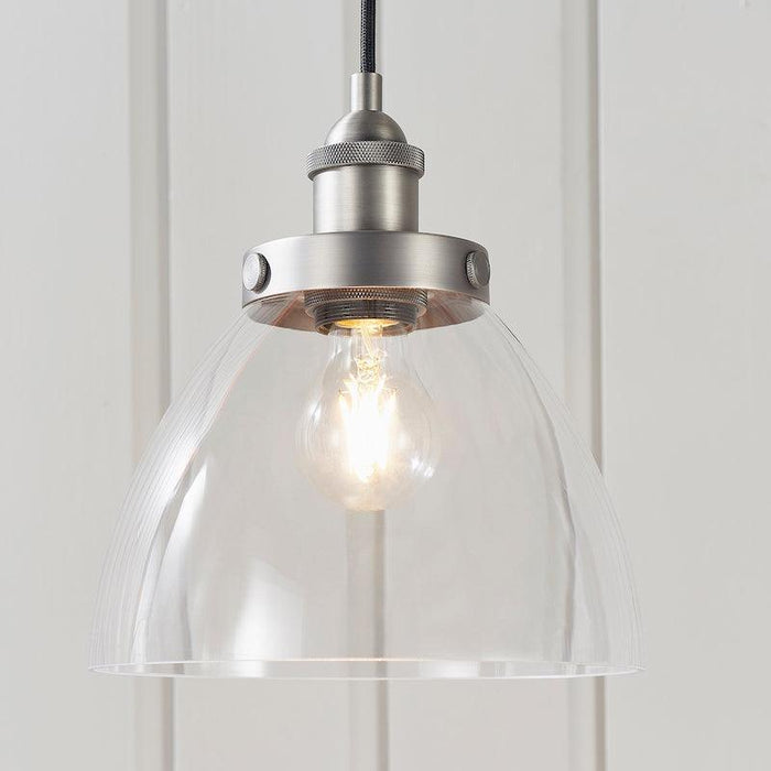 Hansen Brushed Steel Pendant Light  close up