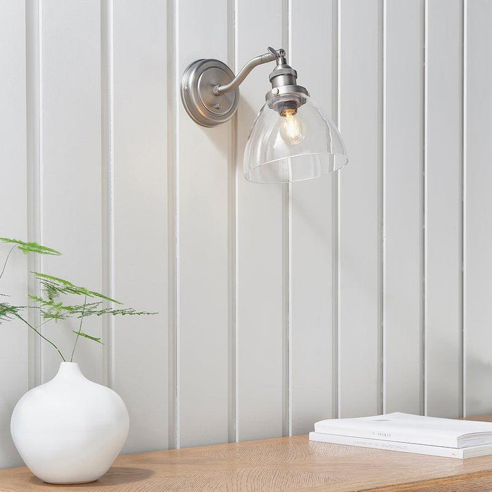 hansen brushed silver wall light by Endon Lighting Living Room  Unlit Shot