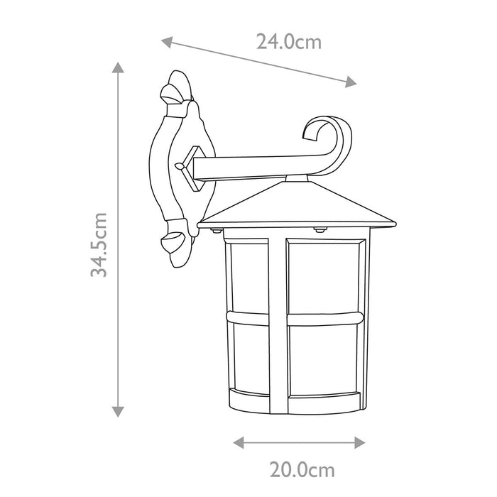 Hereford II Black Outdoor Large Downlighter Wall Light — close-up detail