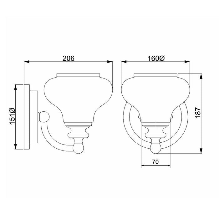 Hinkley Ainsley 1 Light Brass Bathroom Wall Light — close-up detail