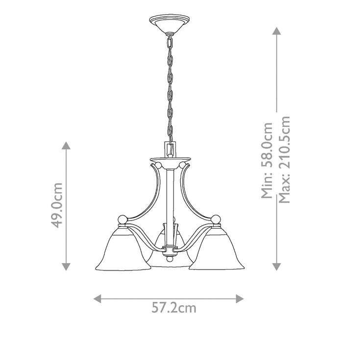 Hinkley Bolla Brushed Nickel 3 Light Chandelier — rear view