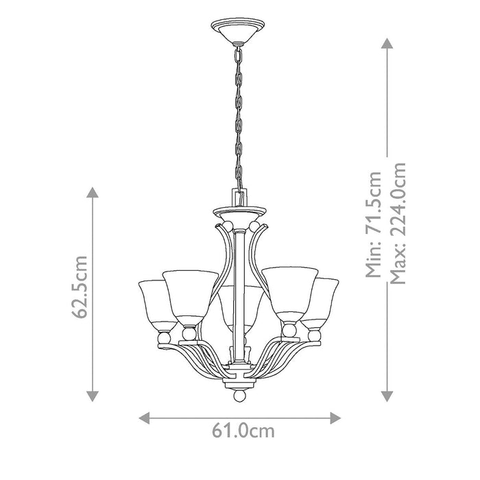 Hinkley Bolla Nickel 5 Light/Arm Chandelier — rear view