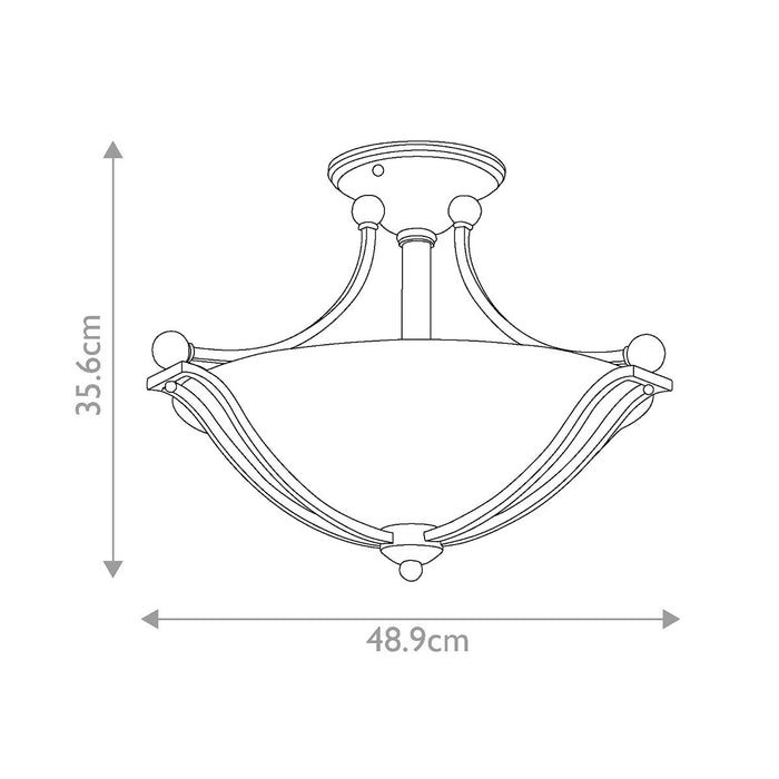 Hinkley Bolla Nickel Art Deco Semi Flush Ceiling Light — close-up detail