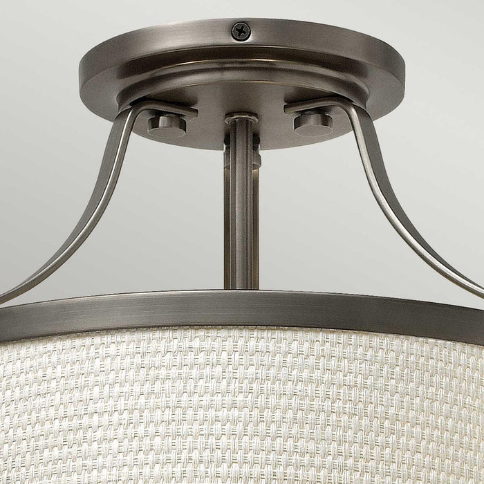 Hinkley Charlotte Antique Nickel Semi-Flush Ceiling Light Hallway close up