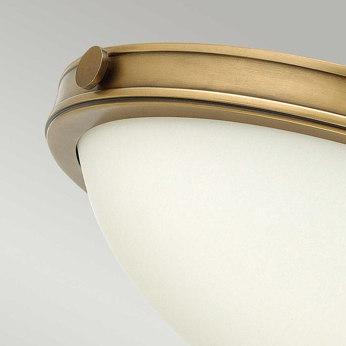 Hinkley Collier 2 Light Small Flush Brass Ceiling Light Living room close up