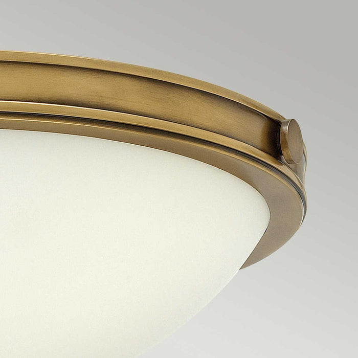 Hinkley Collier 2 Light Small Flush Brass Ceiling Light Living room wide shot