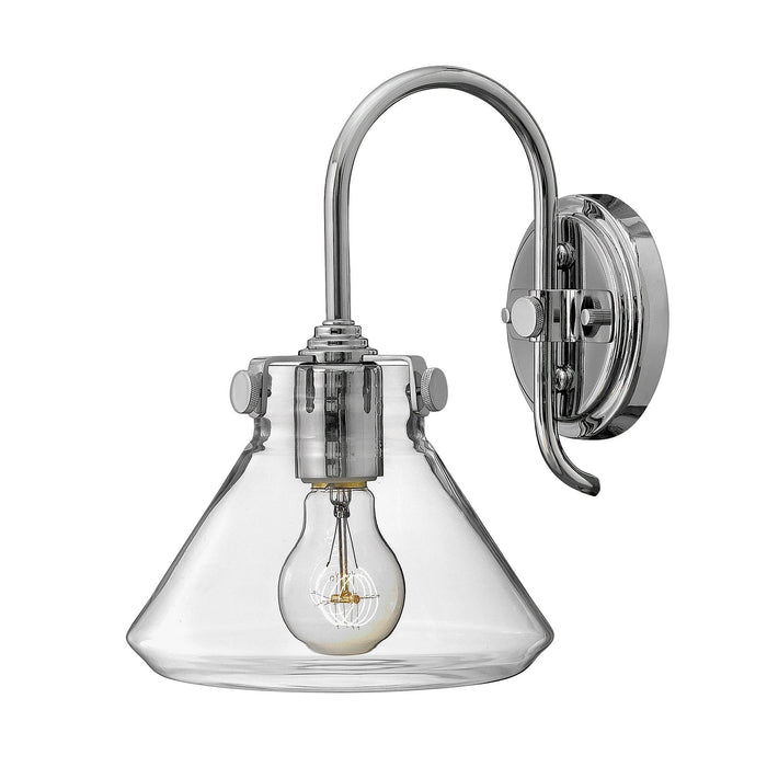 hinkley congress 1 light chrome clear glass wall light