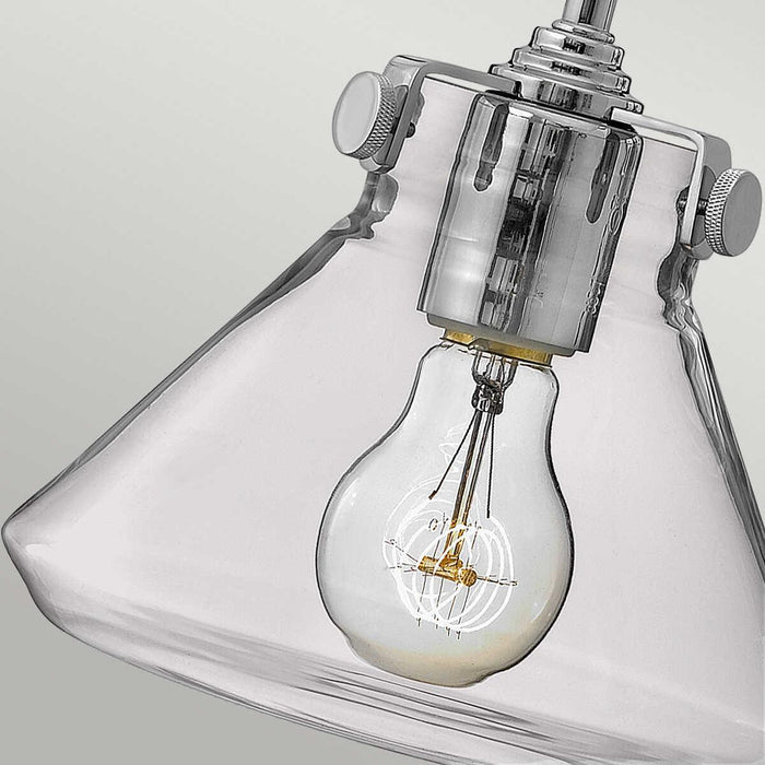 hinkley congress 1 light chrome clear glass wall light Detailed Close Up