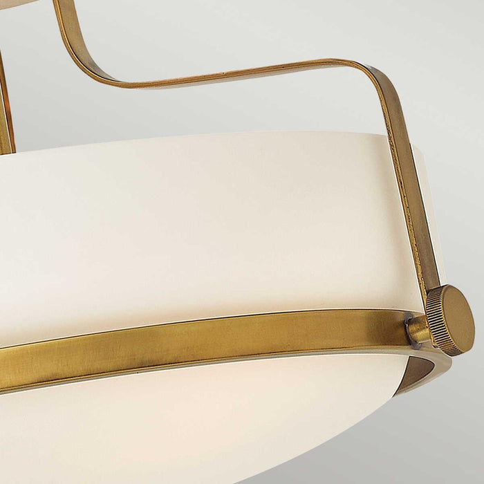 Hinkley Harper Small Semi-Flush Brass Ceiling Light Living room wide shot