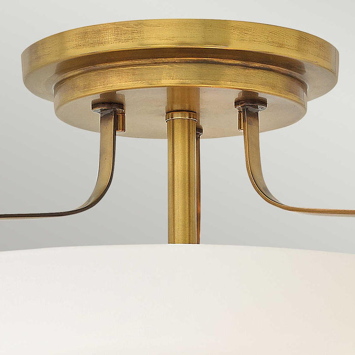 Hinkley Harper Small Semi-Flush Brass Ceiling Light Living room close up
