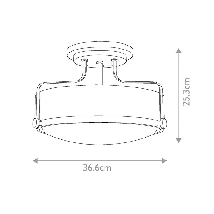 Hinkley Harper Small Semi-Flush Polished Chrome Light — close-up detail