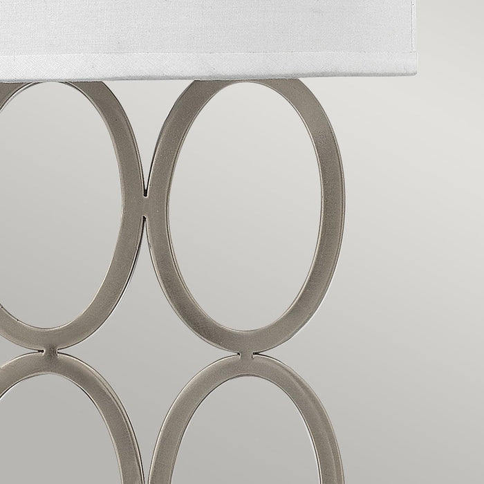 hinkley jules 2 light nickel wall light white shade Close Up
