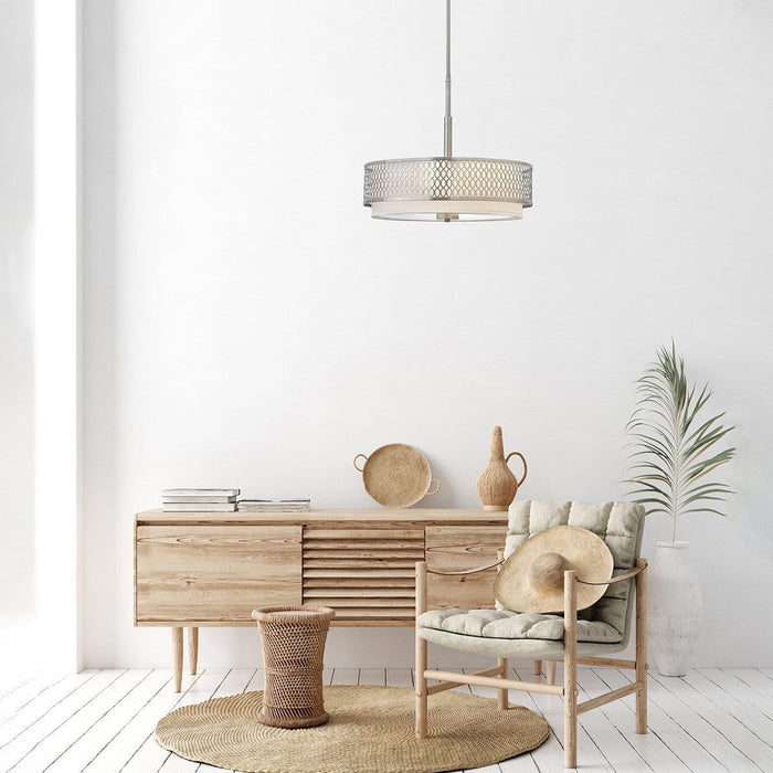 Hinkley Jules 3 Light Nickel Ceiling Pendant / Semi-Flush Living room close up