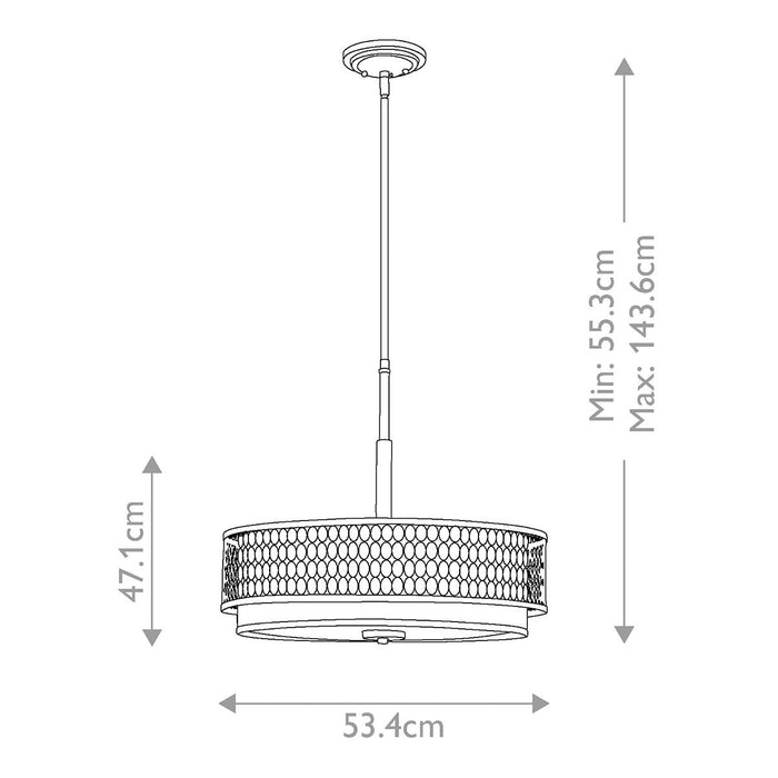 Hinkley Jules 3 Light Nickel Ceiling Pendant / Semi-Flush — close-up detail