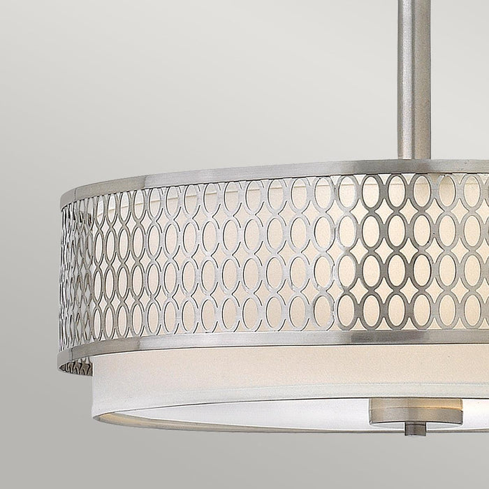 Hinkley Jules 3 Light Nickel Ceiling Pendant / Semi-Flush Hallway close up
