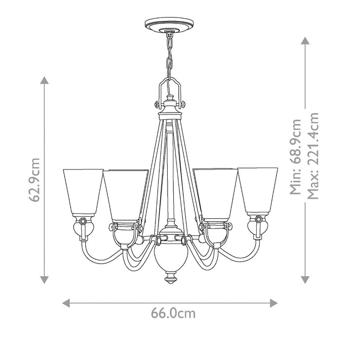 Hinkley Mayflower Olde Bronze 6 Light Chandelier — rear view
