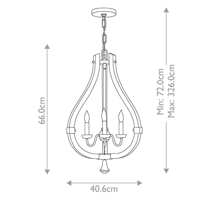 Hinkley Middlefield 3 Light Distressed Wood Chandelier — rear view
