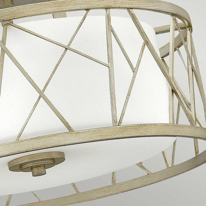 Hinkley Nest Silver Leaf & Crystal Semi-Flush Ceiling Light Living room close up